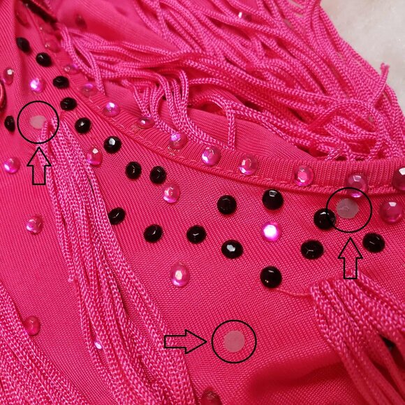 Women's Medium Pink Latin Ballroom Dance Fringe Rhinestone Dress Costume - Picture 13 of 16